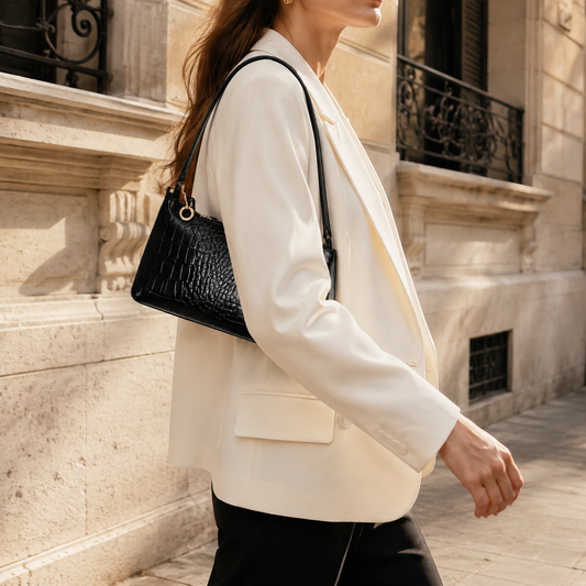 Sac Baguette Effet Croco — Chaîne Dorée — vue secondaire